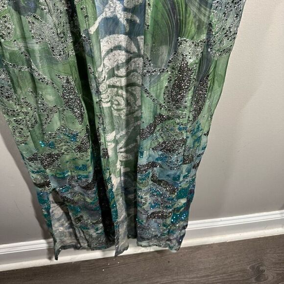 Bejeweled glitter embellished floor length maxi dress & duster jacket set - Picture 14 of 16